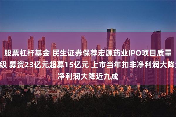 股票杠杆基金 民生证券保荐宏源药业IPO项目质量评级D级 募资23亿元超募15亿元 上市当年扣非净利润大降近九成