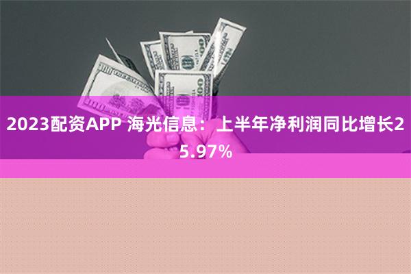 2023配资APP 海光信息：上半年净利润同比增长25.97%