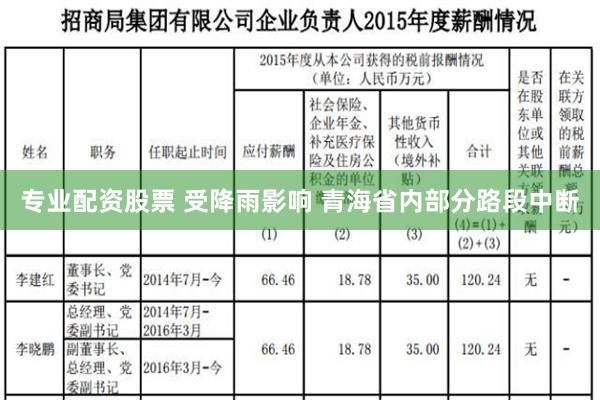 专业配资股票 受降雨影响 青海省内部分路段中断