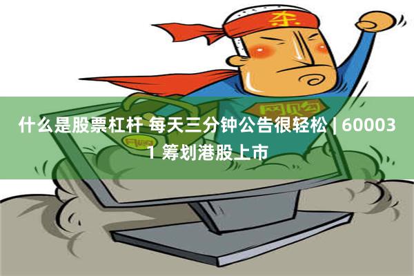 什么是股票杠杆 每天三分钟公告很轻松 | 600031 筹划港股上市